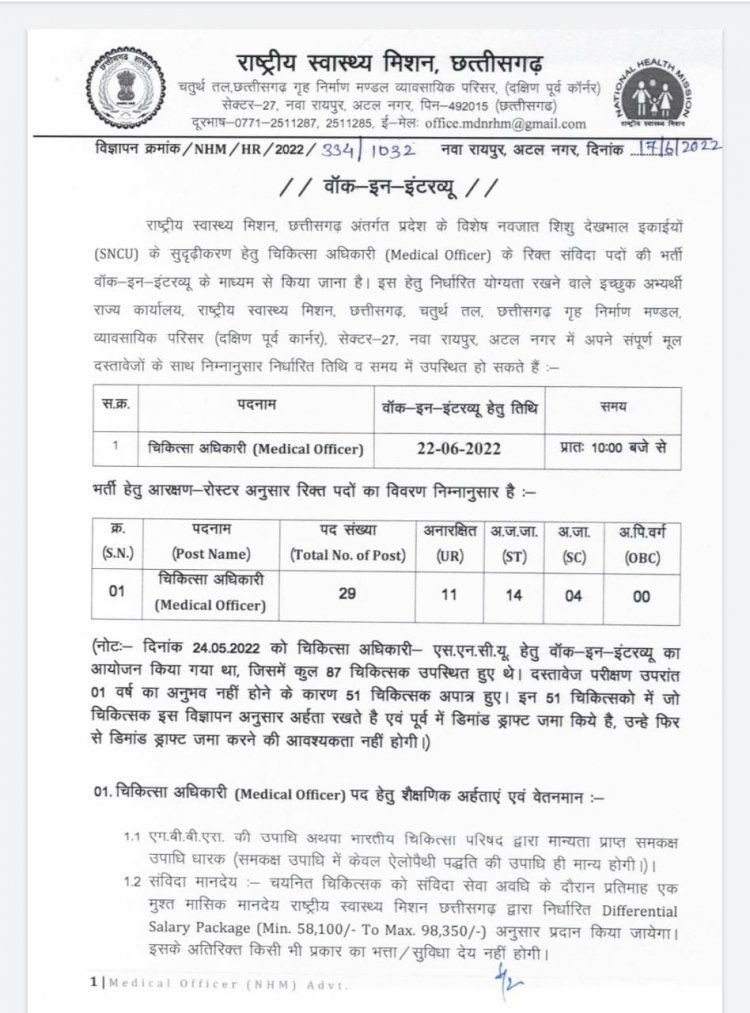 राष्ट्रीय स्वास्थ्य मिशन में संविदा भर्ती में अन्य पिछड़ा वर्ग को कोई स्थान नहीं