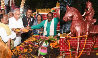 मुख्यमंत्री ने शहीद वीरनारायण सिंह और स्वर्गीय  मोतीलाल वोरा की प्रतिमा का किया अनावरण