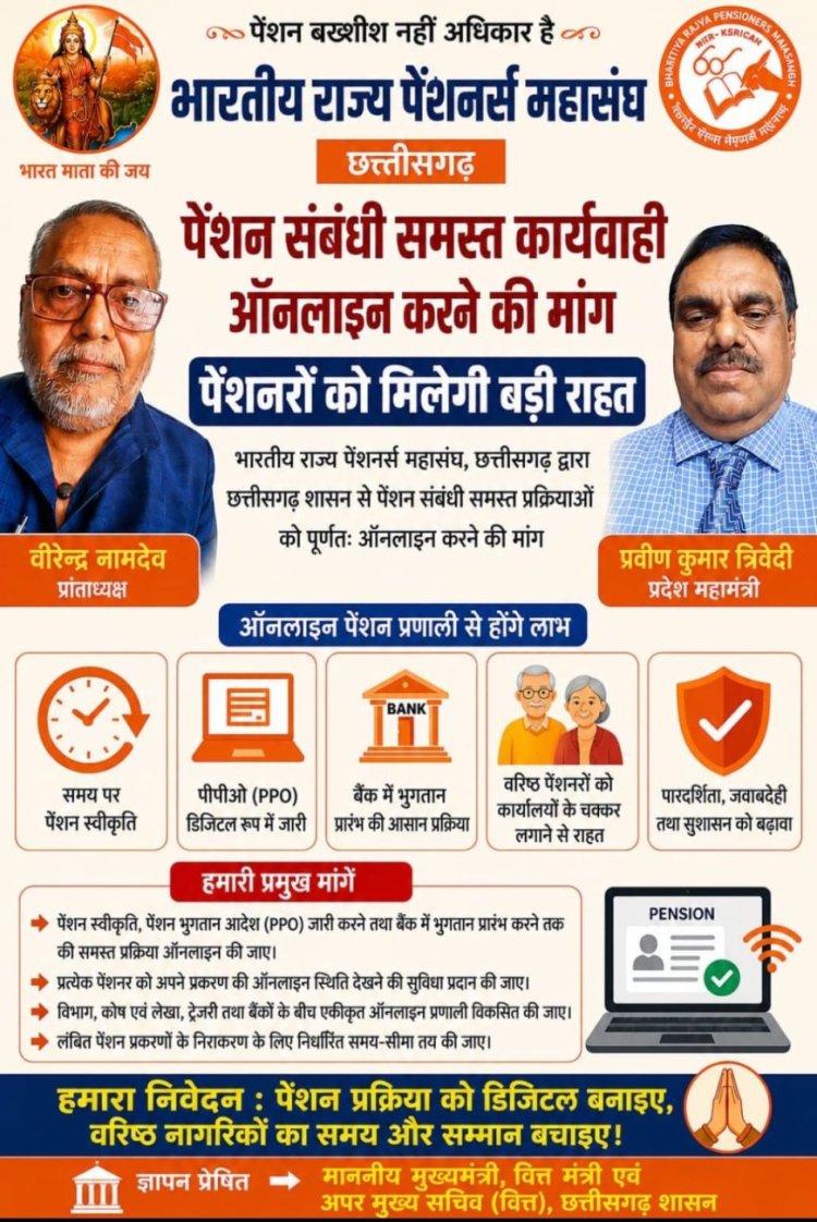 पेंशन संबंधी समस्त कार्यवाही ऑनलाइन करने की मांग, पेंशनरों को मिलेगी बड़ी राहत : वीरेन्द्र नामदेव