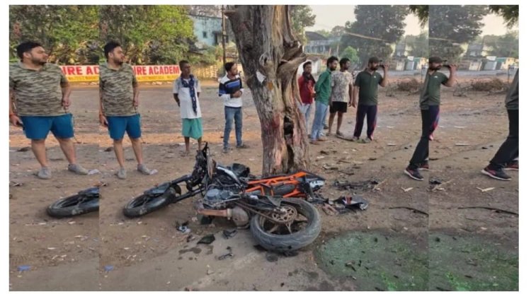 भिलाई में हादसा : पेड़ से टकराई बाइक, दो की हालत गंभीर