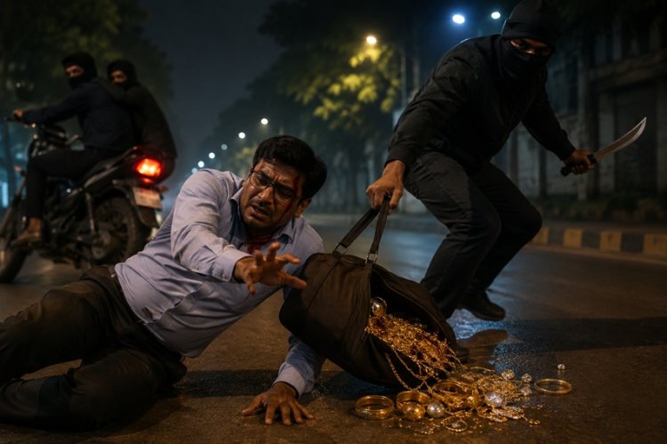 तलवार की नोक पर करोड़ों की लूट, ज्वेलरी स्टोर मैनेजर पर हमला कर बदमाश फरार