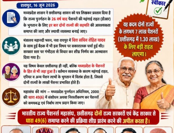 धारा 49(6) की बाध्यता समाप्त करने पर सरकार जल्द ले सकती है निर्णय, मध्यप्रदेश और छत्तीसगढ़ के पेंशनरों को मिलेगी बड़ी राहत